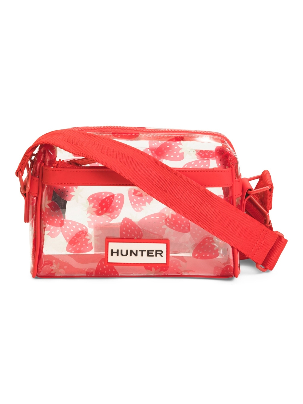 Hunter Clear Strawberry Print Crossbody Bag in Red